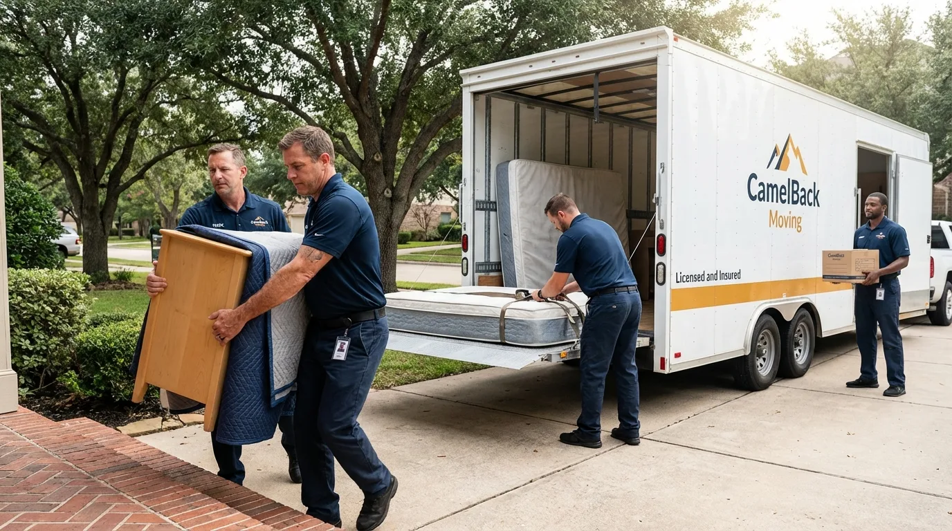 Crew loading residential truck for cross-state move from Walterboro, SC