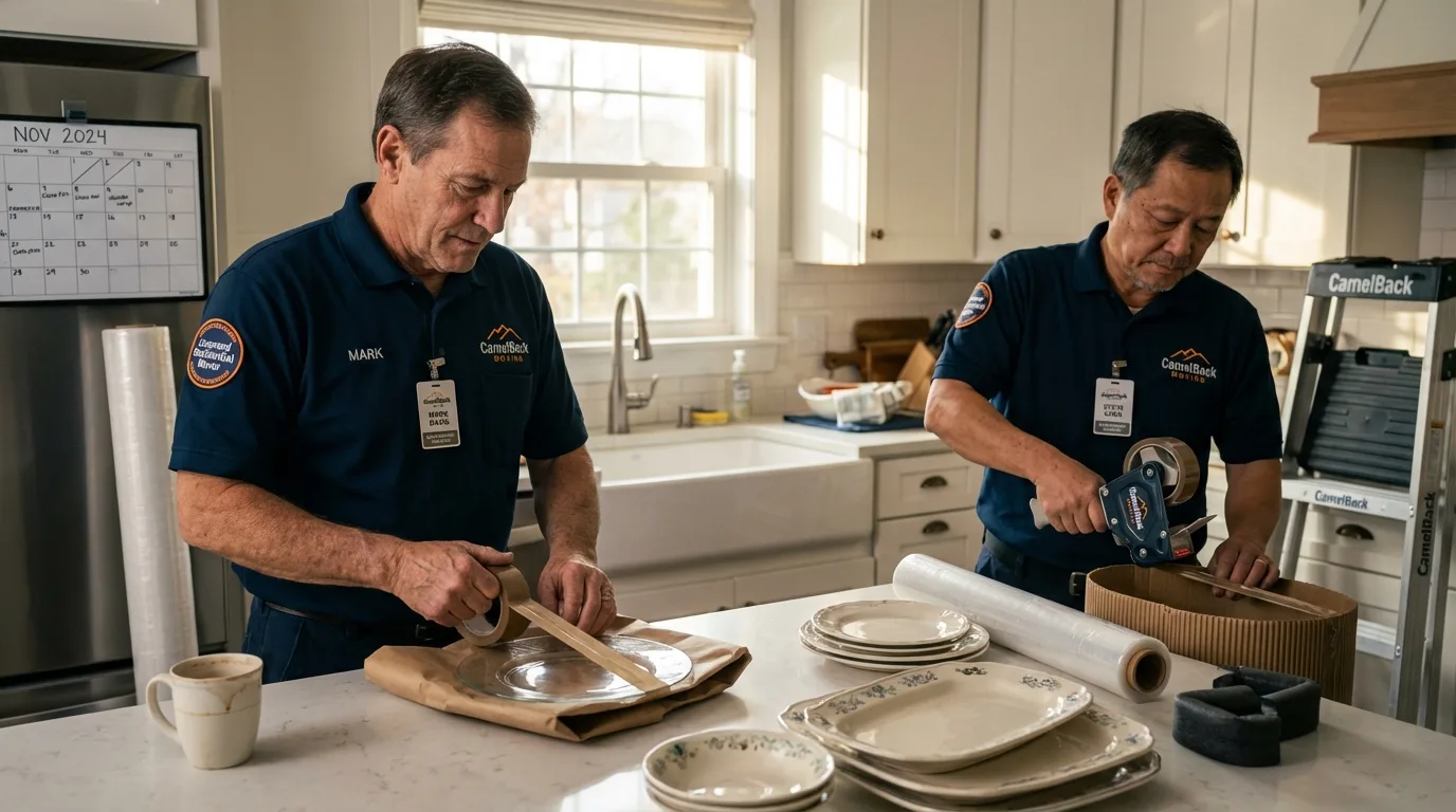 Professional crew packing kitchen dishware in Walterboro, SC
